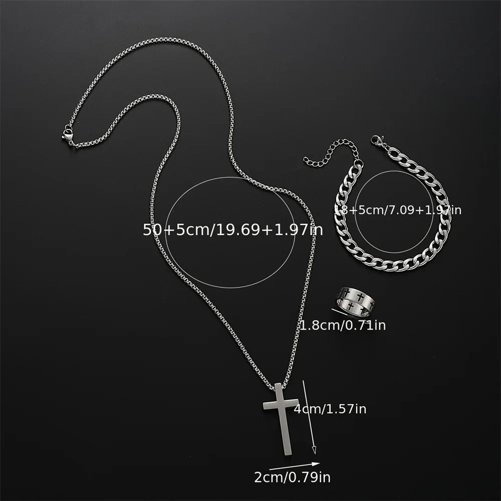 AURYX Cross Jewelry Set – Necklace, Bracelet & Ring