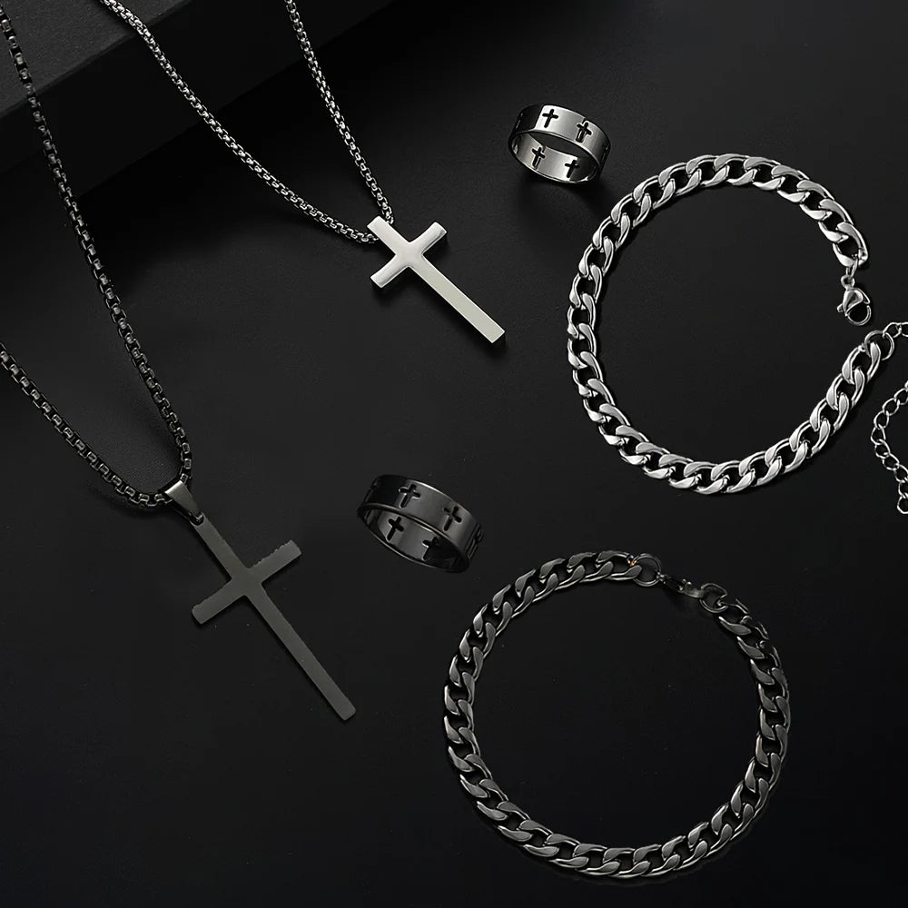 AURYX Cross Jewelry Set – Necklace, Bracelet & Ring