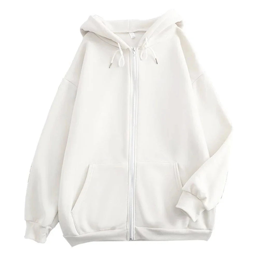 Men's Solid Color Zip-Up Hoodie – Y2K Streetwear Jacket