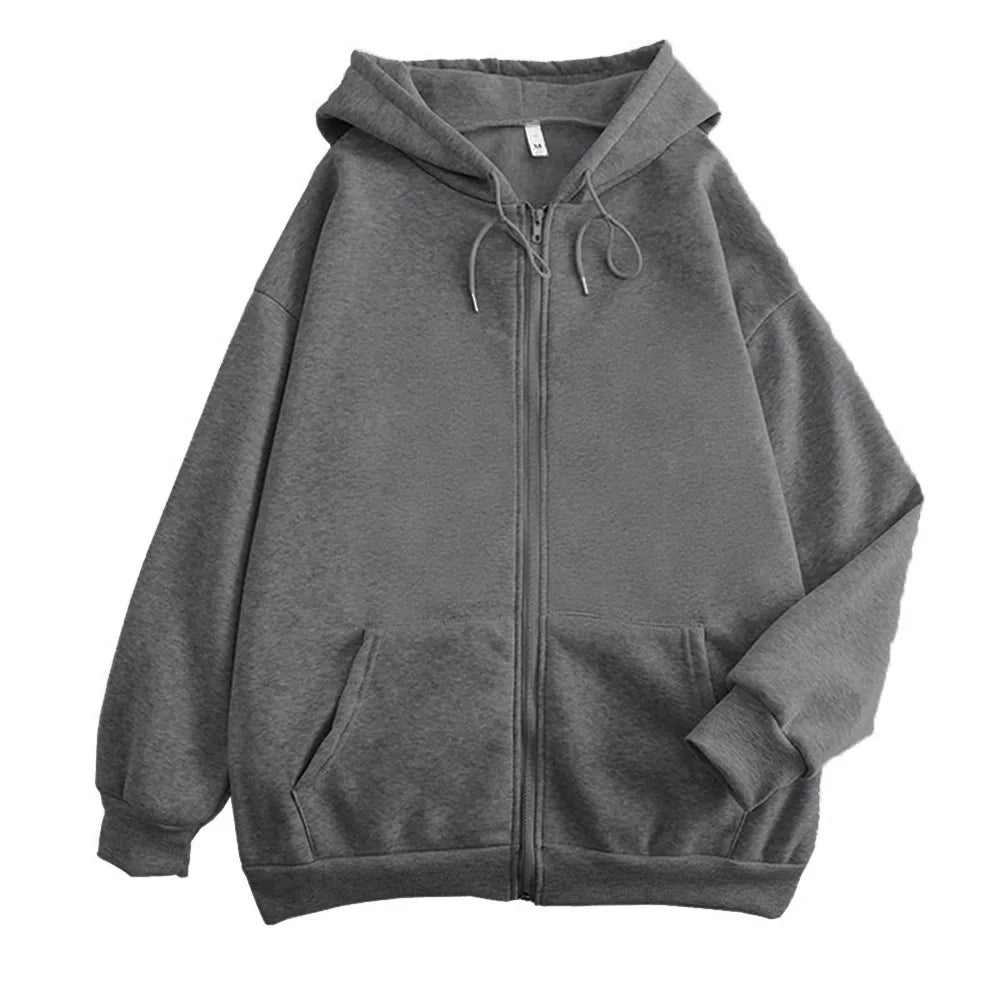 Men's Solid Color Zip-Up Hoodie – Y2K Streetwear Jacket