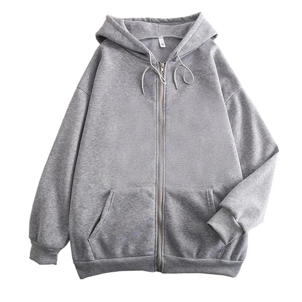 Men's Solid Color Zip-Up Hoodie – Y2K Streetwear Jacket